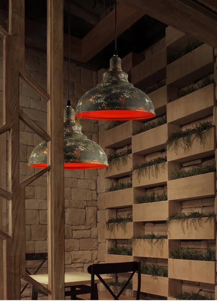 Lámpara colgante rústica en estilo cobre industrial envejecido