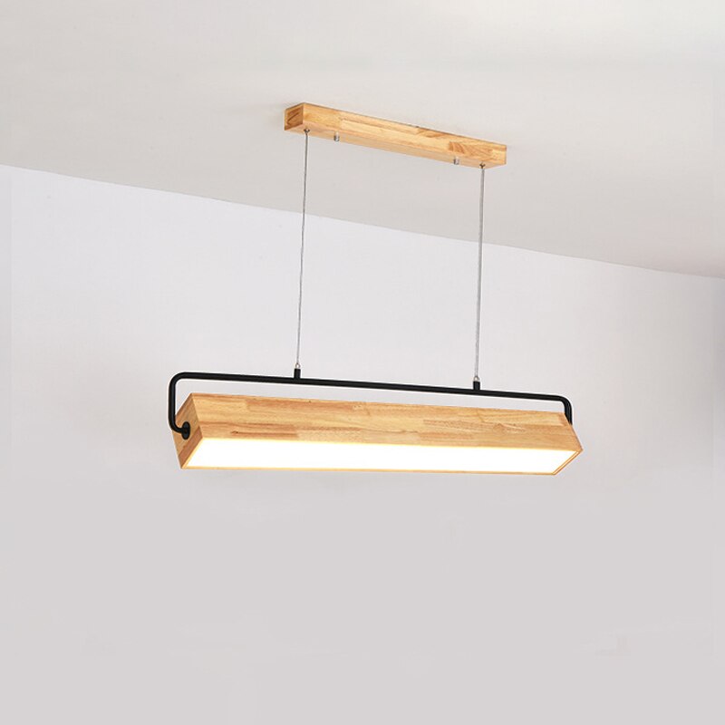 Moderna lámpara LED de suspensión alargada de madera de estilo escandinavo