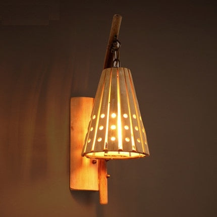 Aplique de bambú de estilo vintage con LED